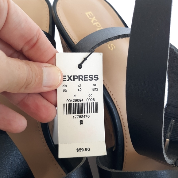 Express Wedge Sandals Black Strappy size 10 - Picture 5 of 6